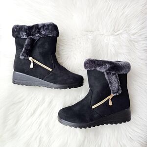 Women's Wedges Platform Snow Boots Warm Faux Plush Lined Winter Boots Anti Slip